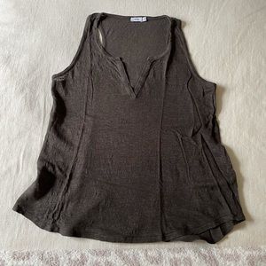 Vince split neck linen tank top
